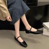 Temperament single shoes women's 2025 early spring new thick heel square head Mary Jane small leather shoes