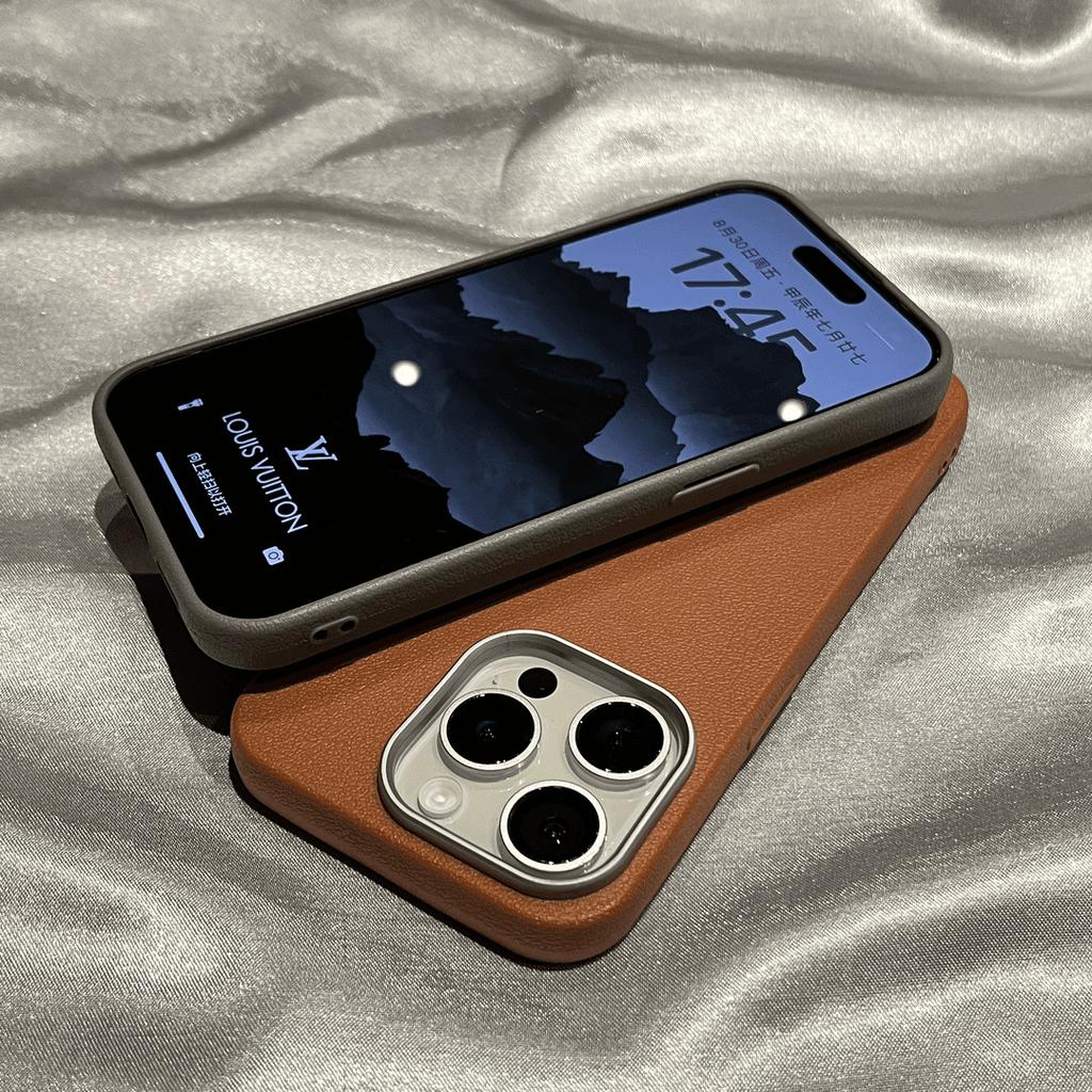 TPU Plain Leather Texture Is Suitable for Apple 16Promax Phone Case Solid Color Ip15/14 Anti-drop Full Cover Protective Case