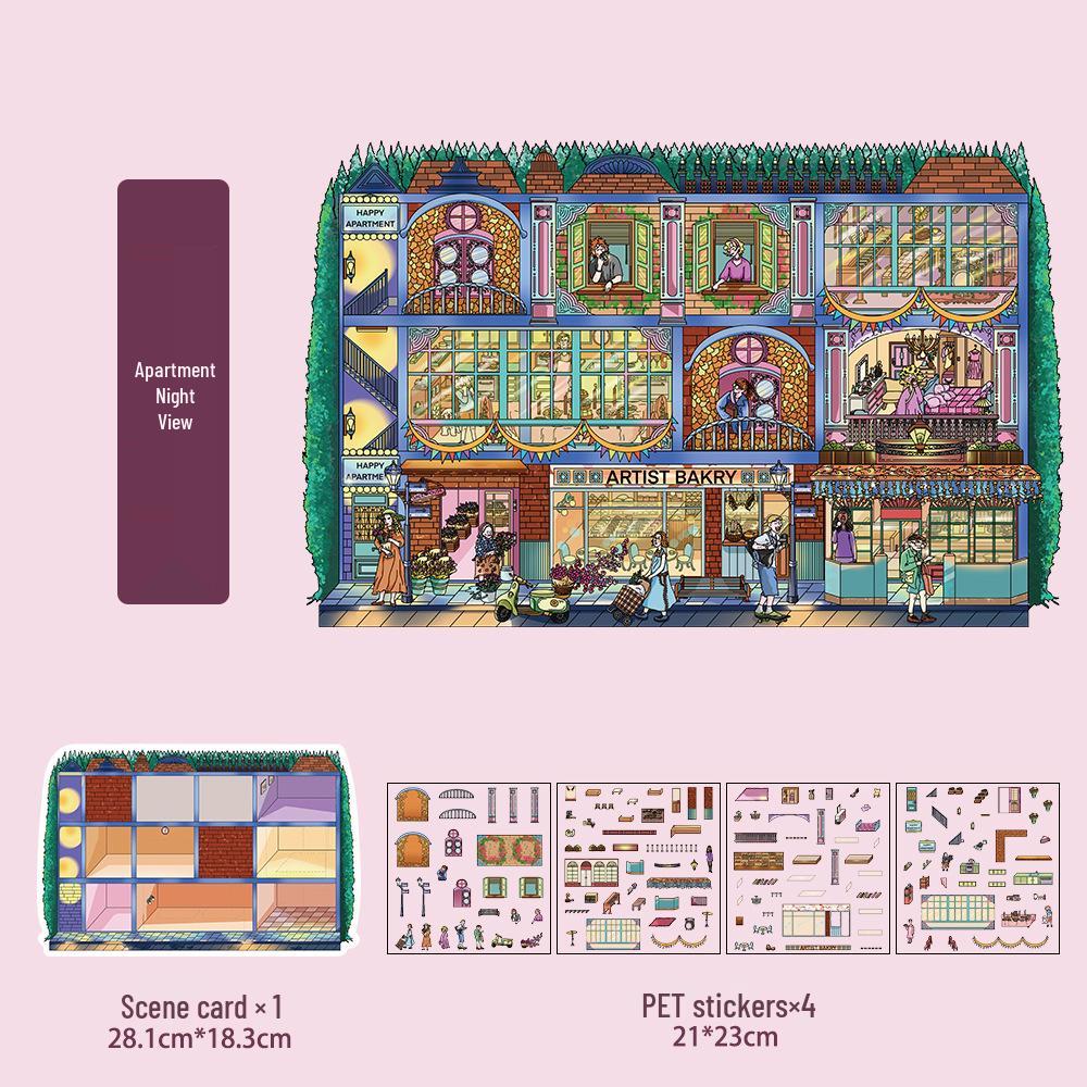 Micro Ink 3D Cartoon Decompression Stickers for DIY Miniature Scene Journals