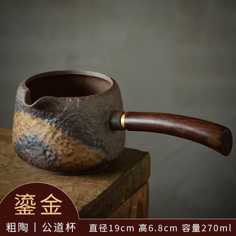 171ml Gilt Crude Pottery Tea Pitcher Pour Tea Cha Hai Dispenser Justice Cup Tieguanyin Fair Mug Teaset Decoration Accessories