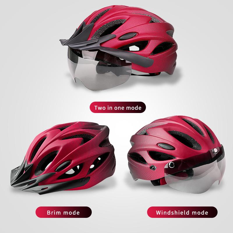 X-TIGER Magnetic Goggles Bicycle Helmet with LED Rear Light Ultralight Cycling Helmet Adult MTB Bike Helmet Fit 58-62cm