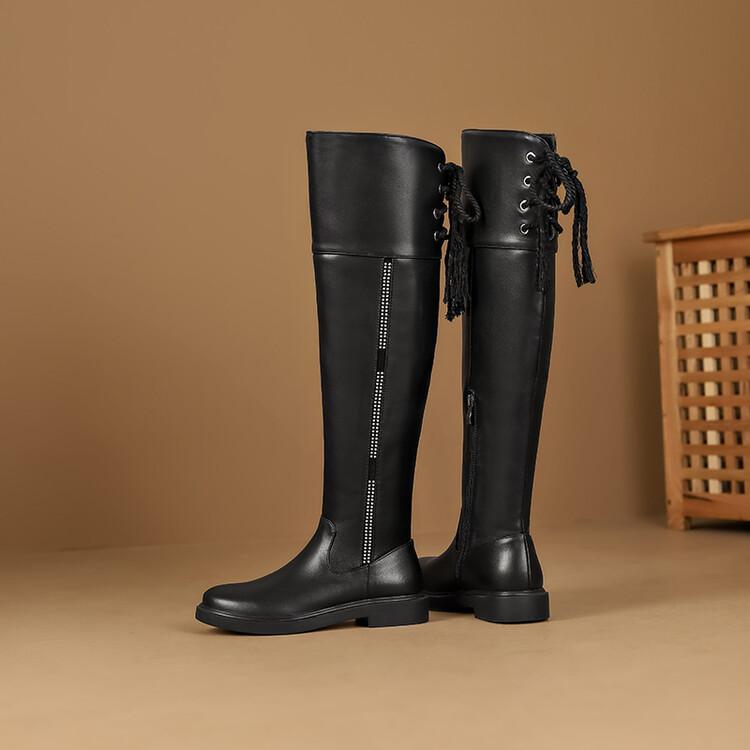 

New Fashion Low Heel High Barrel Back Lace up Knight Boots