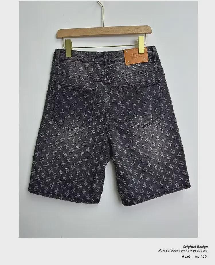 Men's Retro Hong Kong Style Loose Denim Shorts - Trendy Korean Design