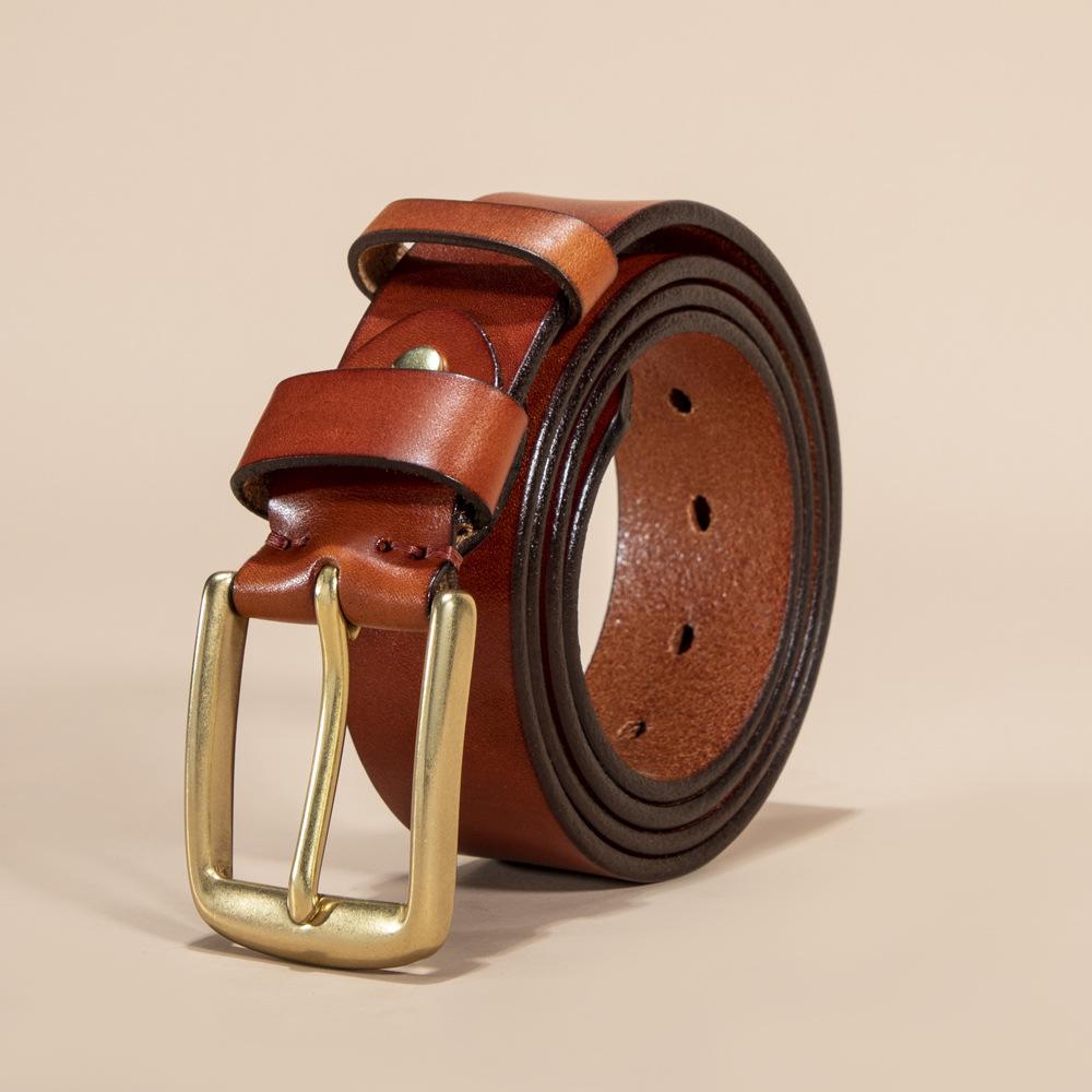 First layer scalper leather belt men's retro pin buckle casual versatile men's first layer cowhide belt