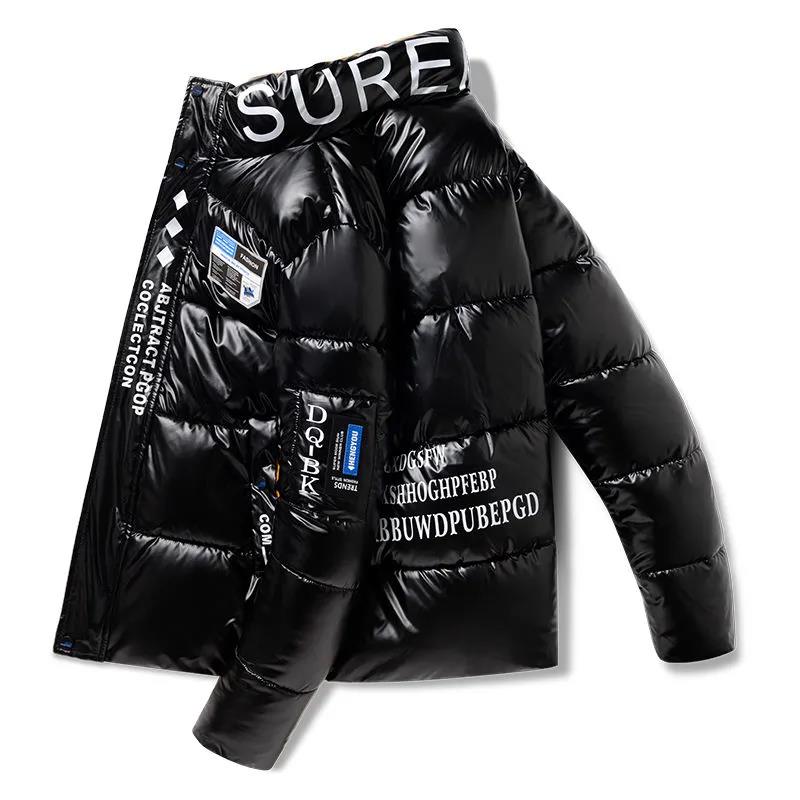 

Мужская пуховая куртка с воротником-стойкой, короткая зимняя плюс бархатная толстая теплая хлопковая куртка, мужская свободная повседневная универсальная куртка на молнии с верхними буквами