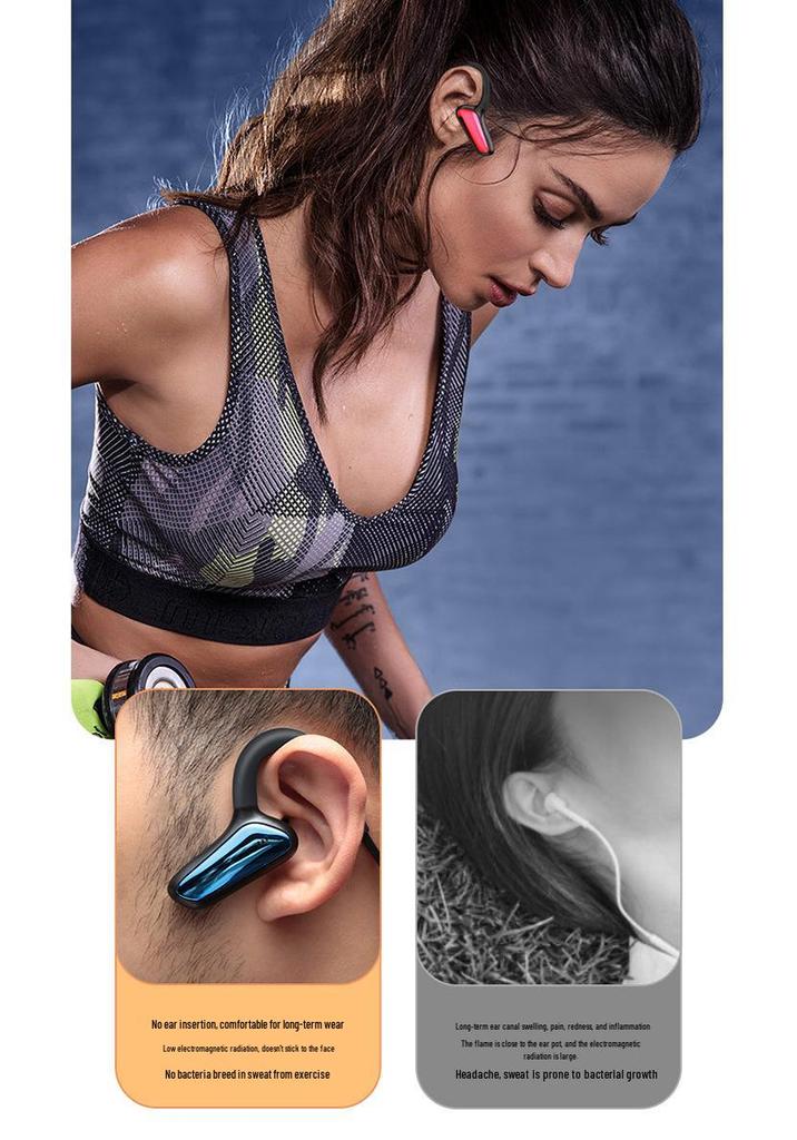 M-D8 Bluetooth Bone Conduction Earphones - Non-In-Ear, Head-Worn, True Stereo for Business and Sports.