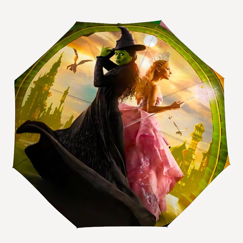 

1pc Witch Sorceress Automatic Folding Umbrella - Compact 8-Rib Design, Durable Plastic & Iron, Daily Use F104044