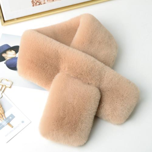 Winter Thick Furry Scarf Female Imitation Rex Rabbit Fur Joker Scarf Set Warm Plush Cross Fur Collar.