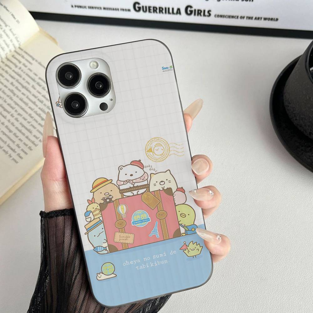 Cartoon S-sumikko Gurashi For IPhone 17 16 15 11 12 13 14 Pro Max Plus Pro Corrugated Translucent Back Phone Cover