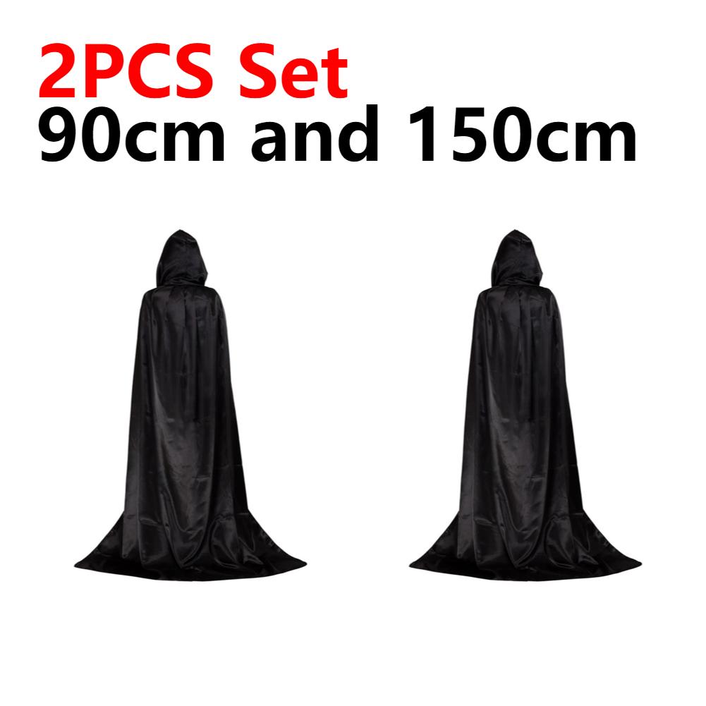 90-150cm Halloween Hooded Cloak Cape Halloween Christmas Cosplay Costume Devil Witch Vampire Cloak Halloween Costumes Party Cape