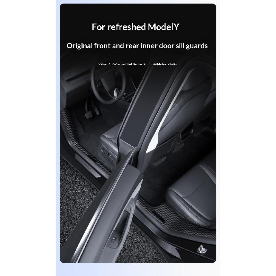 For Tesla Model Y Juniper Car Door Sill Protector Front Rear Door Sill Scuff Plate Guard Easy To Clean PP Material Accessories Interior Mirrors 6