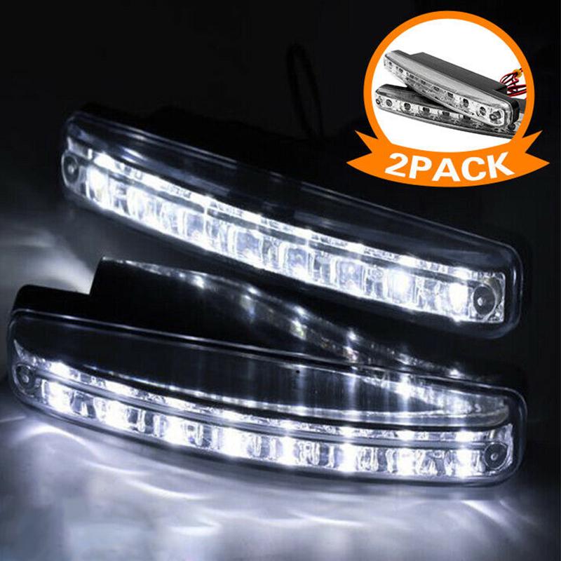 2X Car 8 Led Drl Fog Driving Daylight Daytime Running Light Head Lamp White