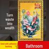 Double Fish and Lotus Flower Metal Sticker for Bathroom, Main Door, Kitchen, and Toilet