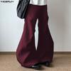 INCERUN Pantaloni Lunghi a Zampa Casual a Vita Alta con Zip da Uomo