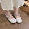 Francouzské baleríny stříbrné dámské 2025 nové letní k sukni Mary Jane malé kožené boty baletní večerní boty