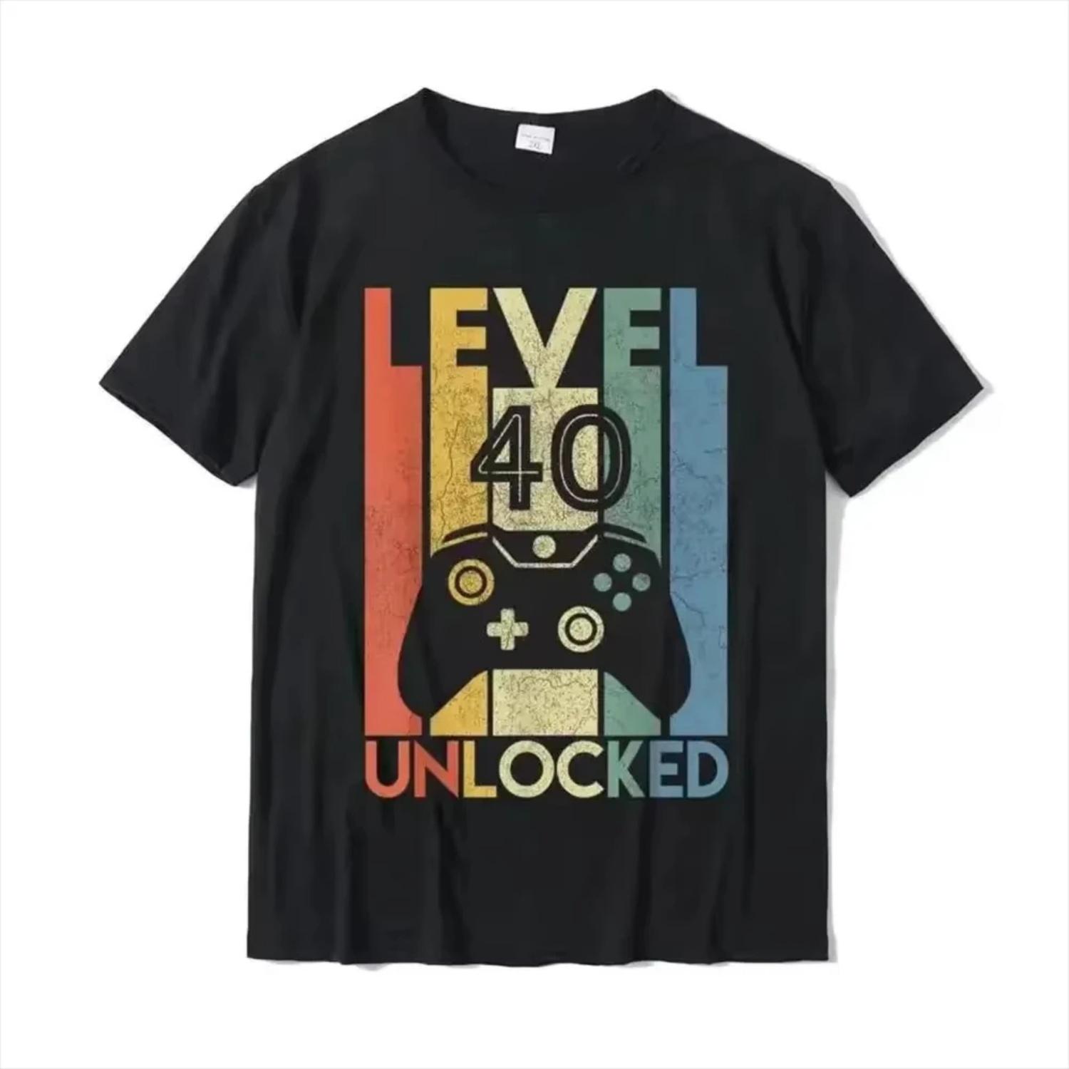 

Level 40 Unlocked Funny Video Gamer 40th Birthday Gift T- Printed on For Men Wholesale T Shirts Party Graphic T Shirts S чёрный