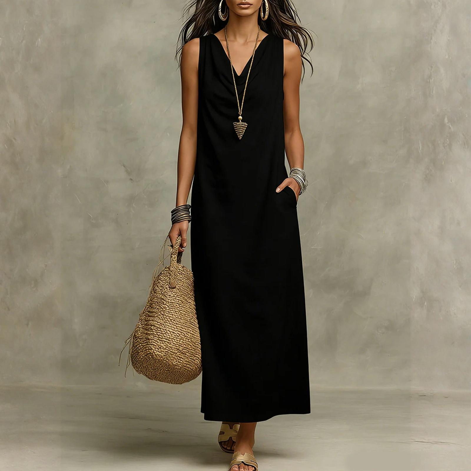 Fashionable Women s Casual Swing Collar Sleeveless Vest Dress M