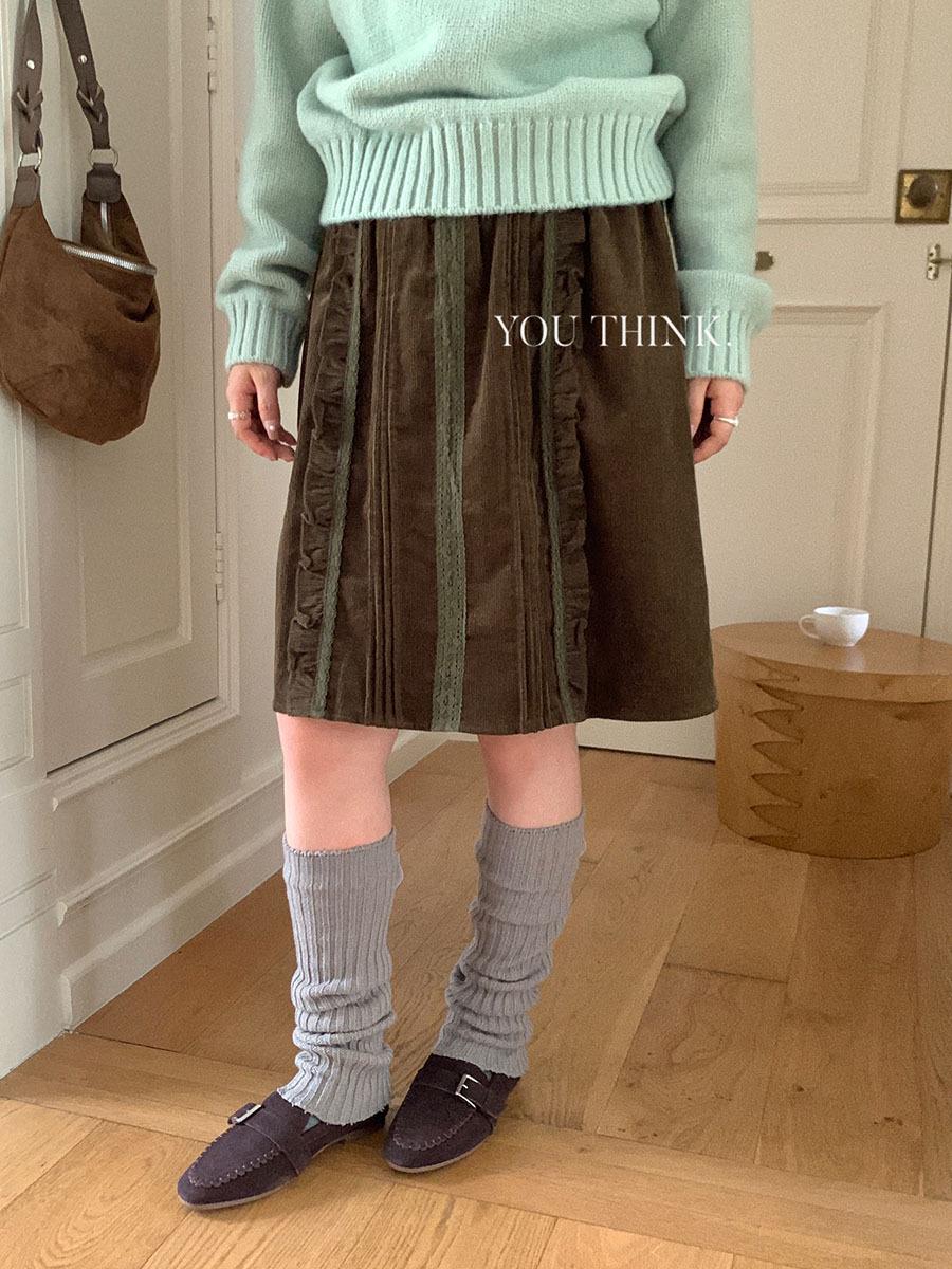 Chic Retro Embroidered Lace Half Skirt - Winter 1502 Navy Blue