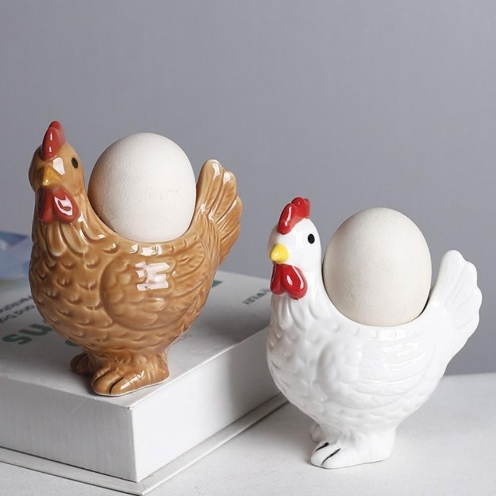 Chicken Shape Ceramic Egg Cup Cartoon 3D Chick Egg Cup Cute Boiled Egg Stand Tabletop Display