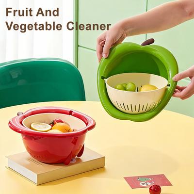 Vegetable Washing Basket Funny Large Capacity Strainer Double Layer Vegetable Fruit Colander Produce Basket Strainer for Rinsing Washing Berry