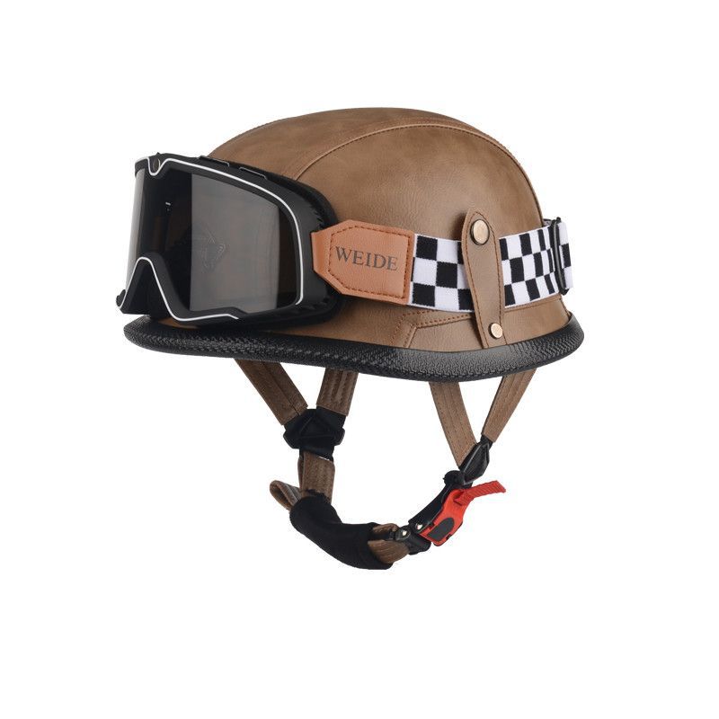 Pedal German Steel Helmet Cruise Retro Half Helmet Harley Men Motorcycle Helmet Motorcycle Floating Helmet Soldier Steel Helmet Leather Helmet