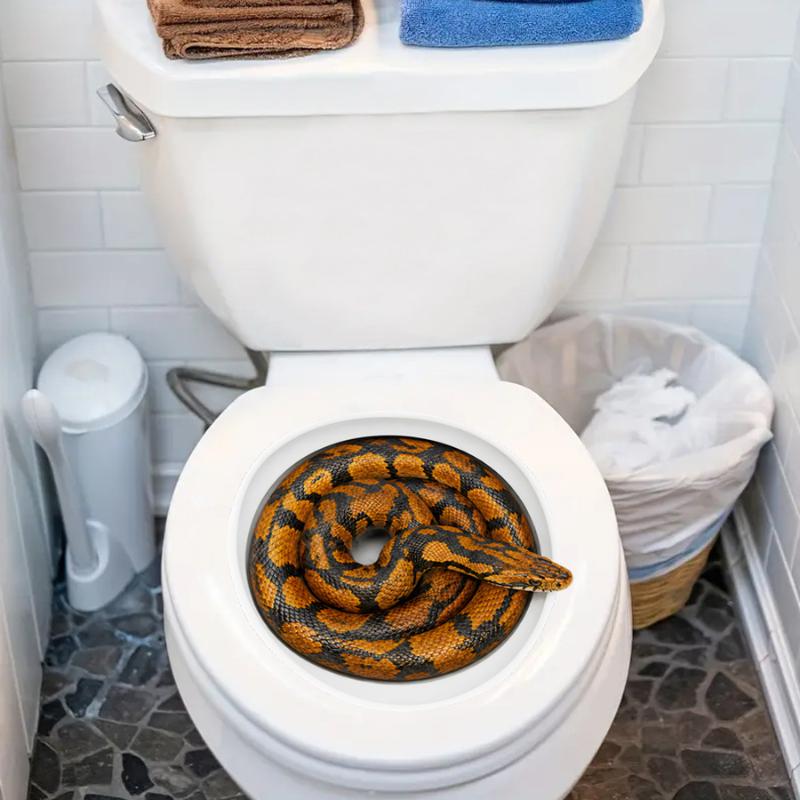 Realistic 3D Pvc Python-Themed Toilet Seat Sticker Self Adhesive Bathroom Decals Home Decor