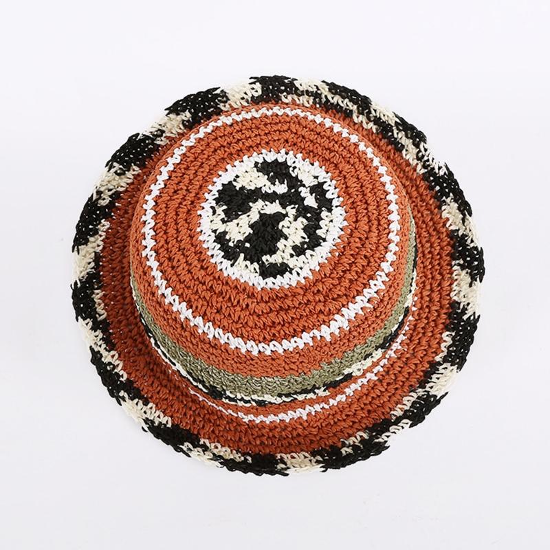 Handmade Crochet Bucket Hat Colorful Beanie Hat Wide Brim Fisherman Cap for Outdoor Summer Camping Climbing Hiking