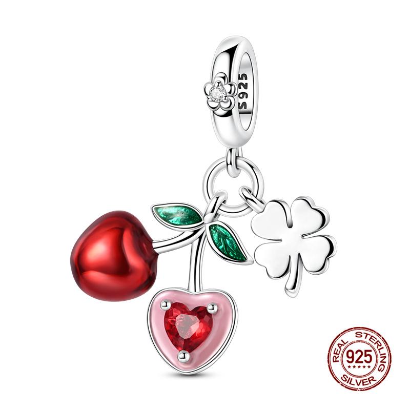 Original Charm Copper Fruit Four-Leaf Clover Series Charm Bead Fit 3Mm Original Bracelet For Women Diy Jewelry Gift