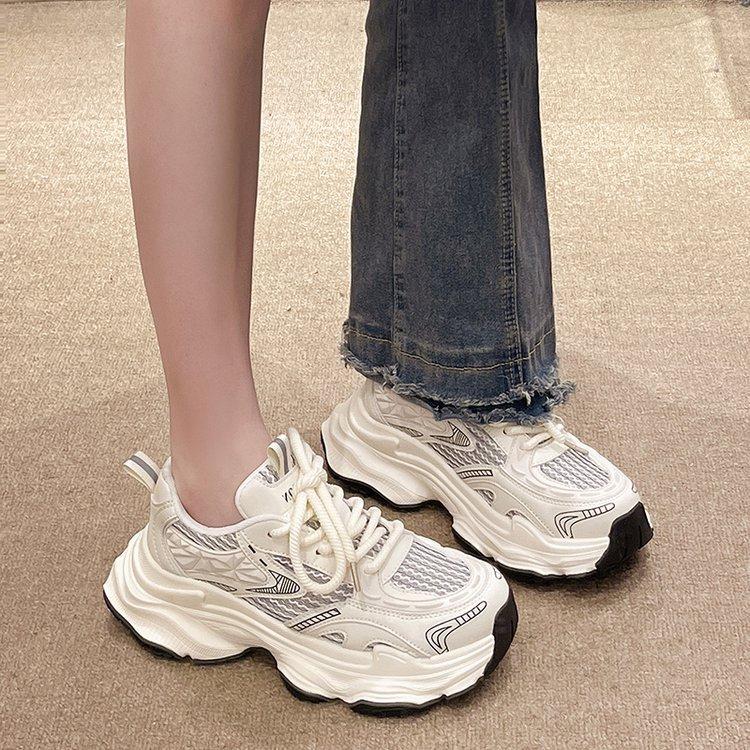 Daddy shoes women's 2025 new summer breathable mesh single shoes platform-soled fried street light running casual sports shoes