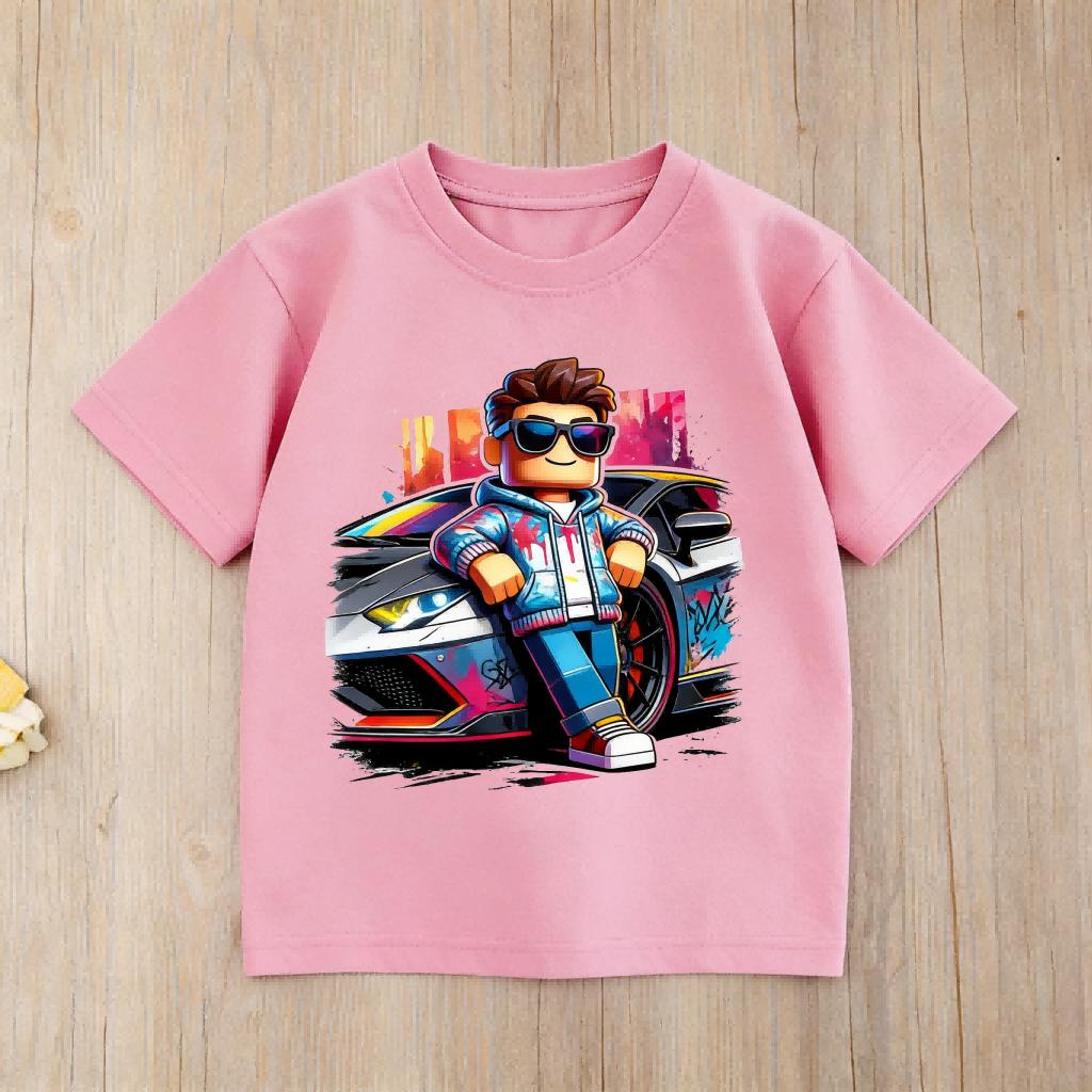 Vibrant Graffiti Style Roblox Kids T Shirt Boys Girls Game Character Print Cotton Casual Tee for Children 100