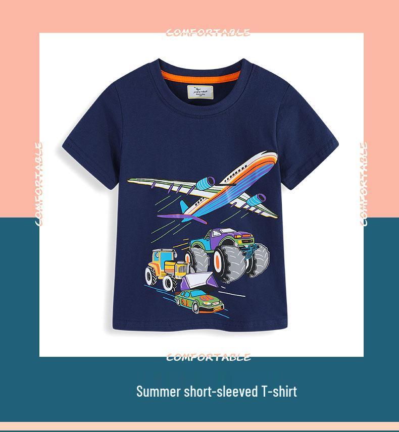 2026 Spring/Summer Boys' Cartoon T-Shirts - New European & American Styles, Round Neck, Short Sleeve