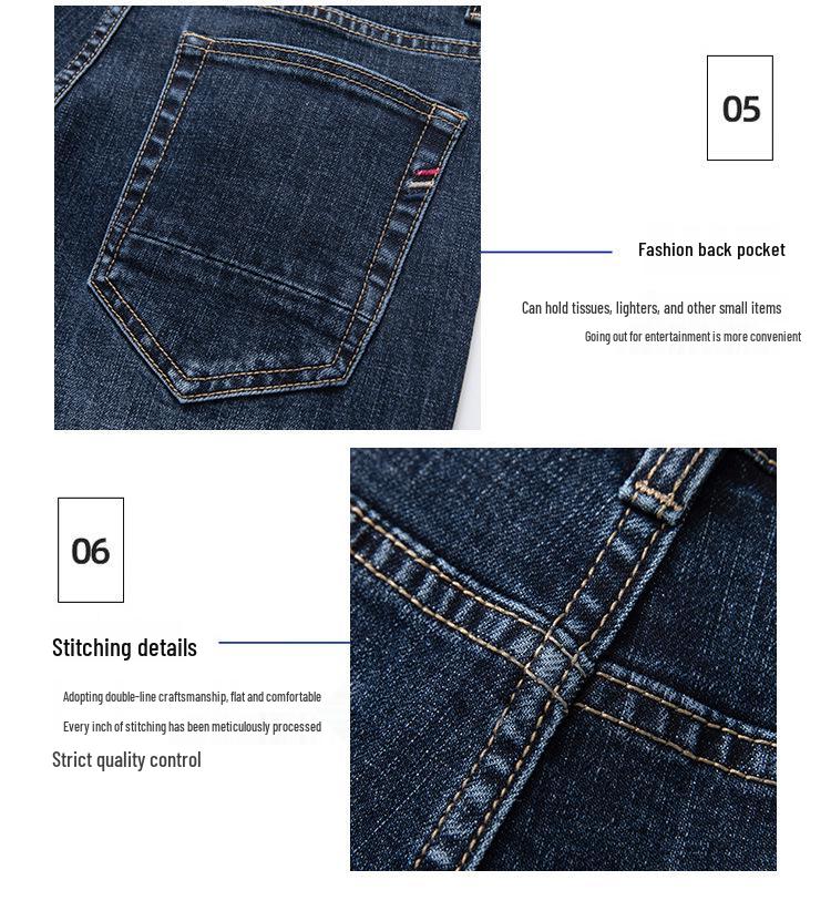 2025 Spring High-End Men's Slim Fit Stretch Jeans - Straight, Casual Business Trousers