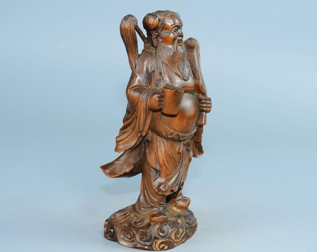Chinese Antique Boxwood Wood Carving Exquisite Figure Statues Home  Decor Art