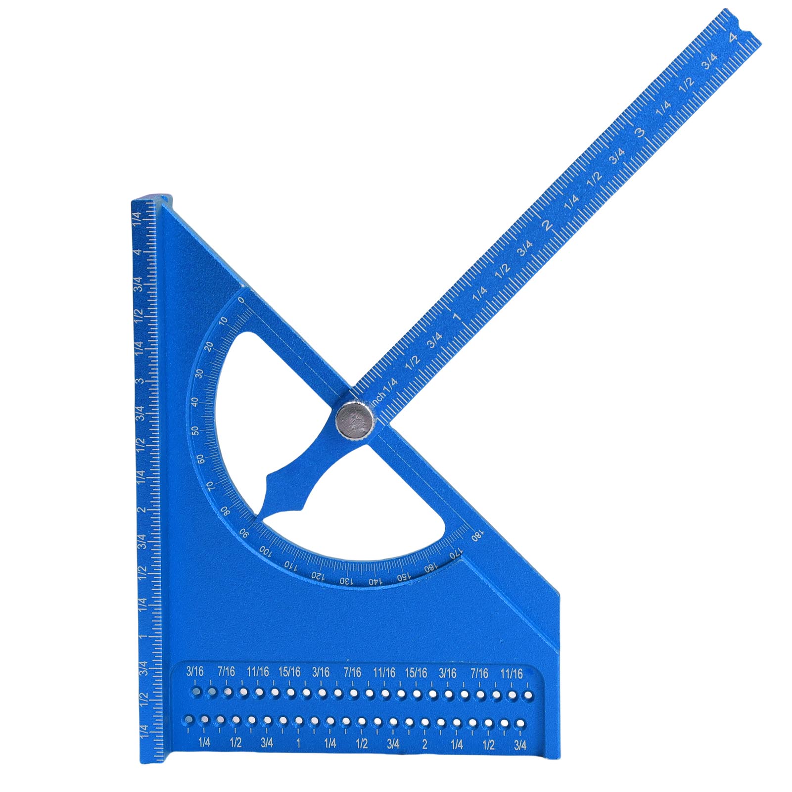 

3D Woodworking Angle Ruler Half Round Triangular Ruler Multi Angle Measuring Square Protractor 0 180 Degree Adjustable синий