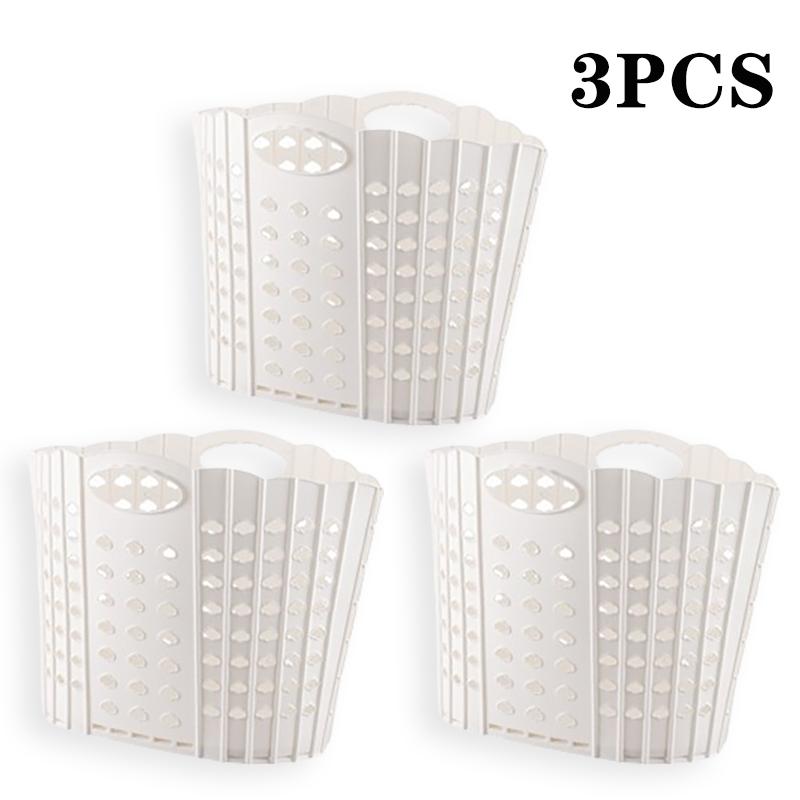 Foldable Laundry Basket Plastic Collapsible Hamper with Handles and Wall Mount for Bathroom Bedroom Space Saving Storage Bin