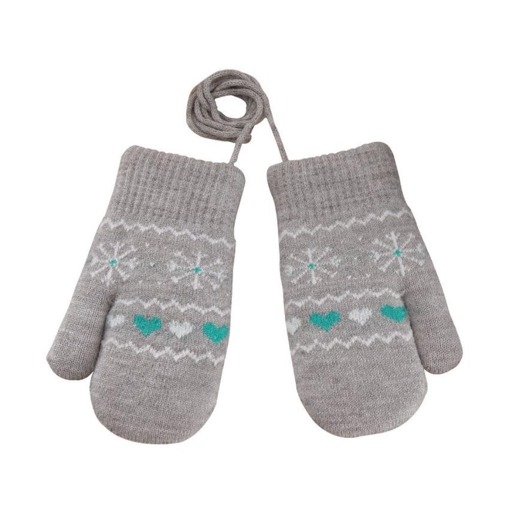 Hanging Neck Rope Children Knitted Mittens Thickened Warm Winter Warm Gloves  Winter Season