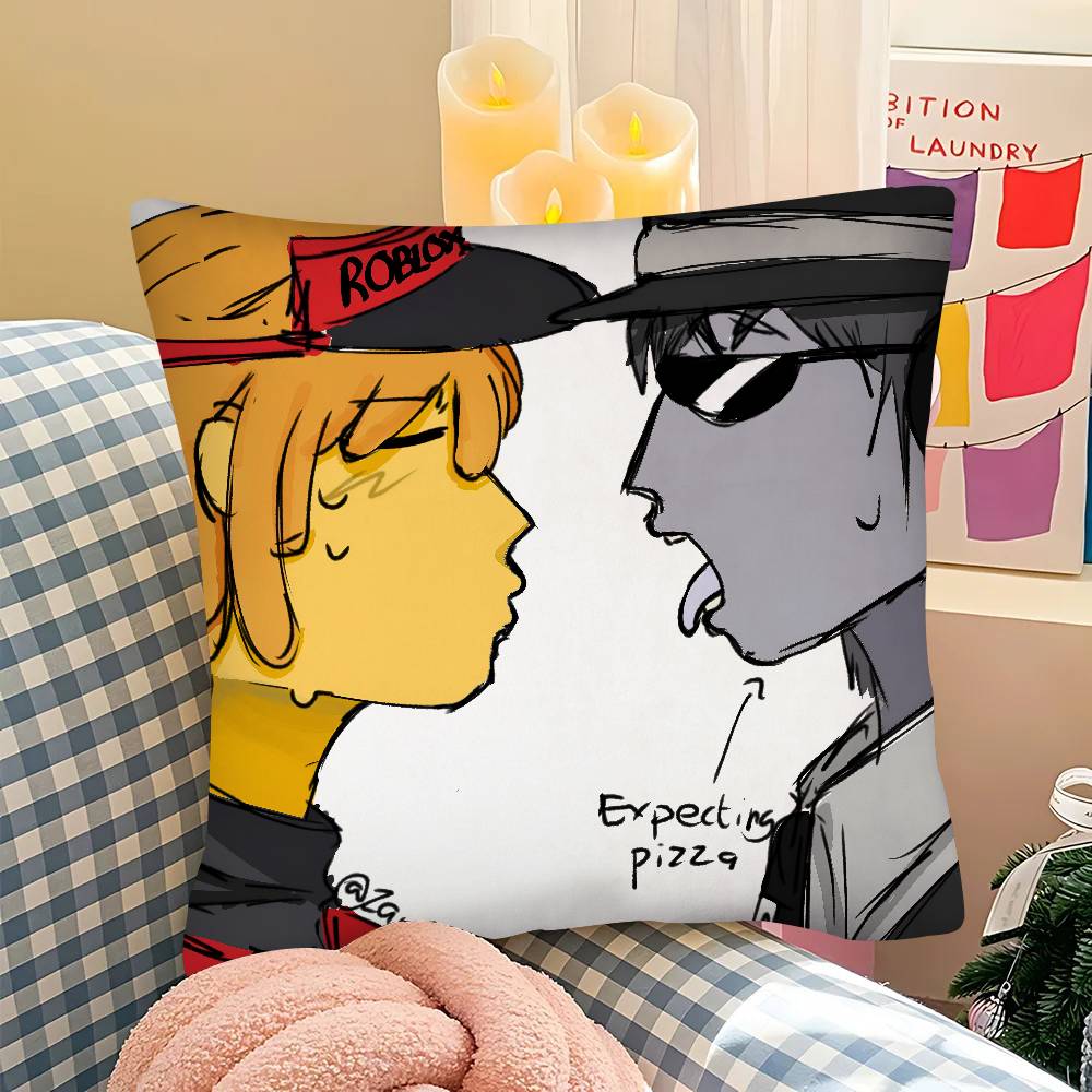 Pc EElliot Anime Pizza Pillow Case Fashion Square Pillowcase Bedroom Sofa Room Ins Decoration Leisure