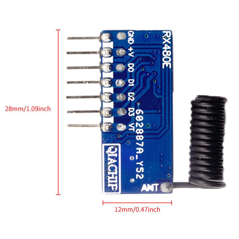 1Pc 433Mhz Rf Receiver Learning Code Decoder Module 4 Channel For 1527 Encoding