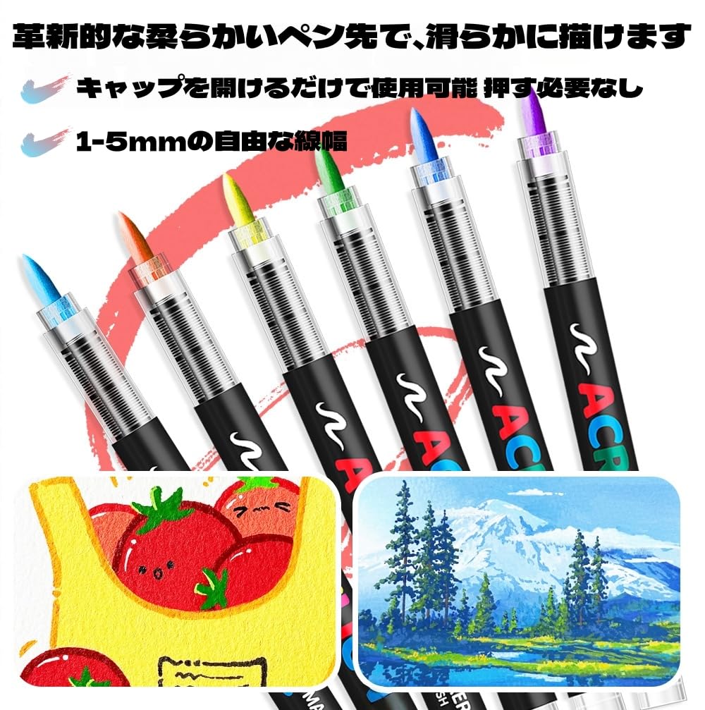 Omen Acrylic Paint Markers Acrylic 48 Soft High Suitable for Various Surfaces Including DIY and Suitable for Adults and - Direct-Ink Water-Based