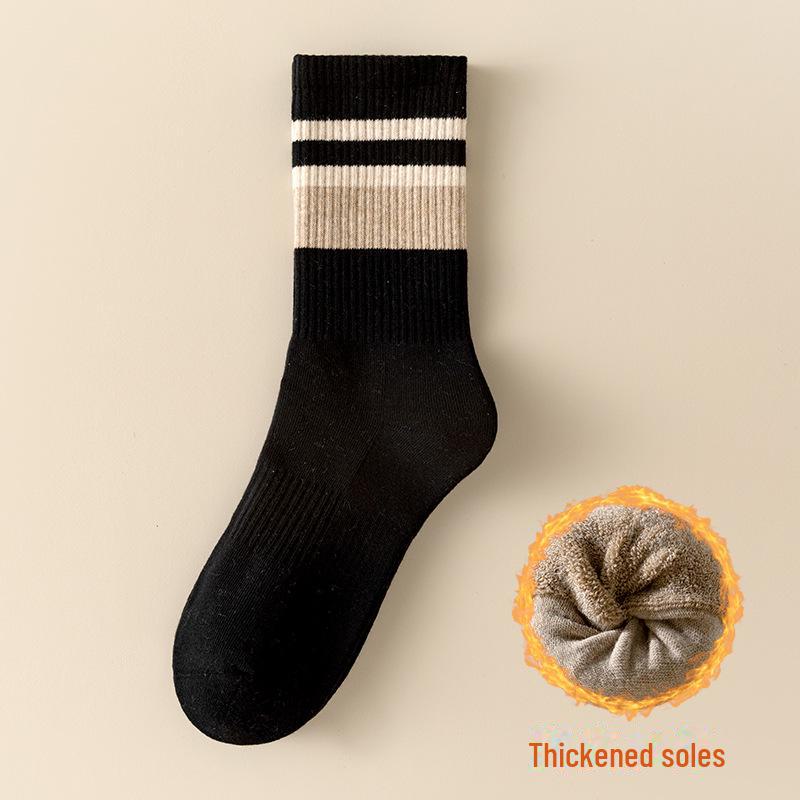 

Женские толстые махровые хлопковые носки — теплые, без косточек, средней длины, для осени и зимы One Size чёрный