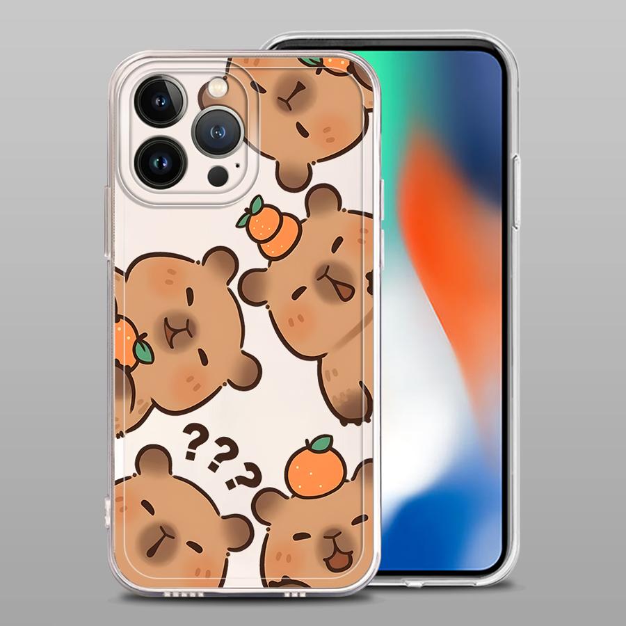 

Мягкий чехол для телефона для iPhone 17 Pro Max 15 XR XS Max 11 13 Pro 12 Mini Air 14 Plus 7 8 16 Мультяшная капибара iPhone 14 Plus