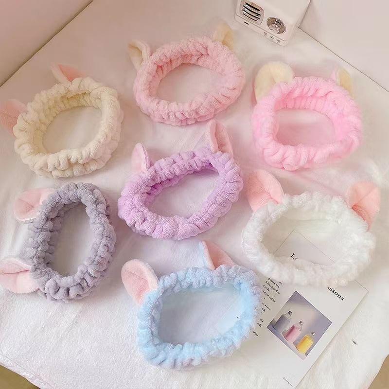 Honeyfluff - Chenille Animal Ear Face Wash Headband