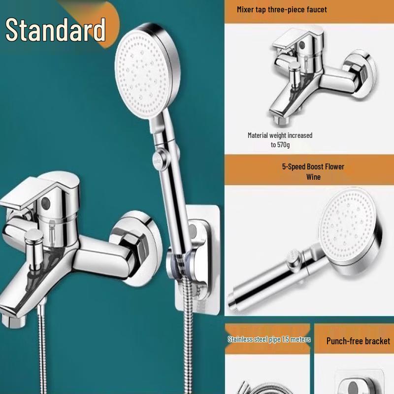 TLXT Wall-Mounted Shower Faucet Set with 6-Function Shower Head