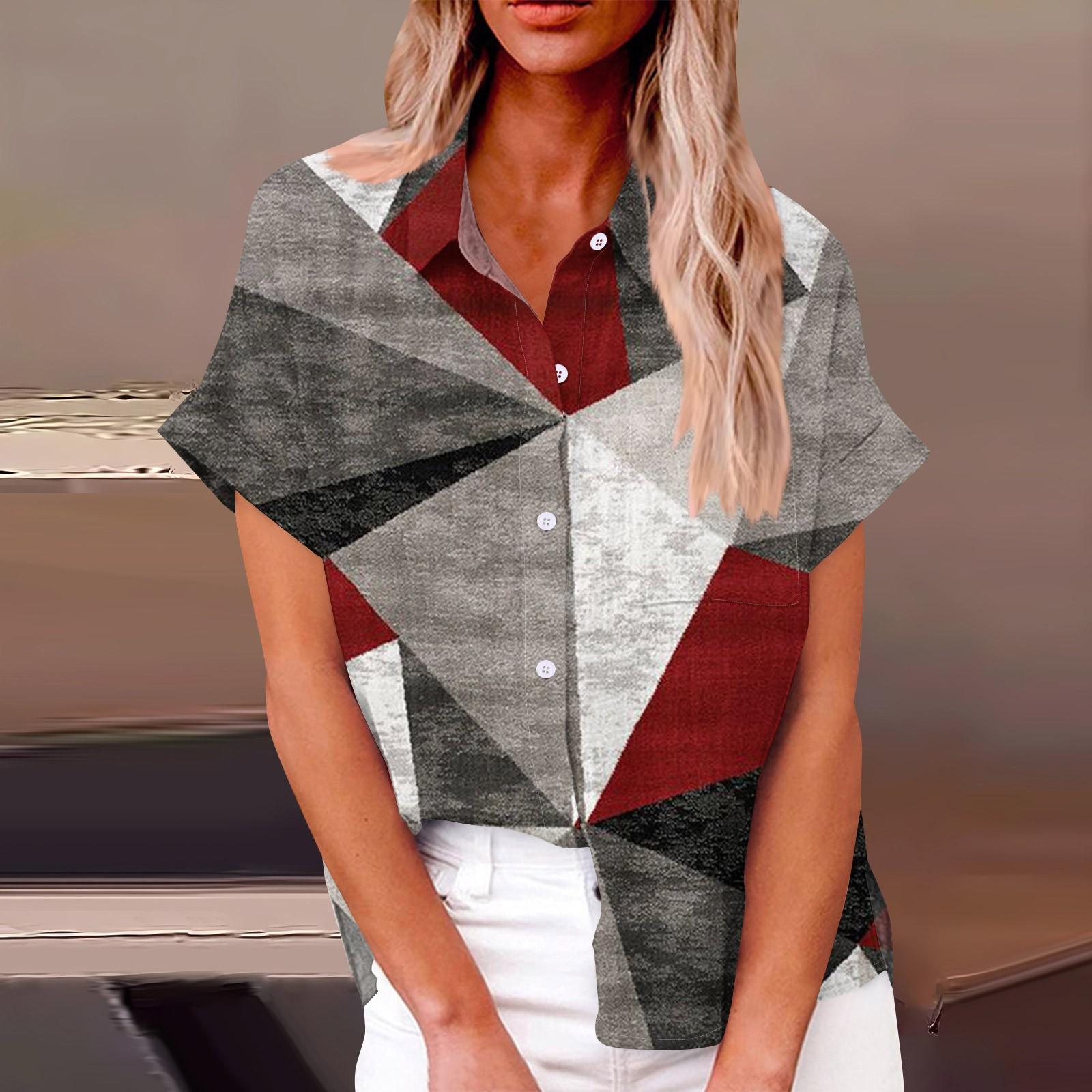 

Женский модный повседневный топ на пуговицах с рукавом 3/4 в горизонтальную полоску с принтом и лацканами S винный