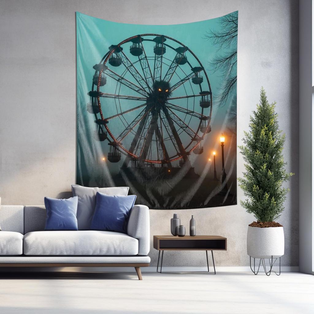 Fairground Ferris Wheel Tapestry  New Trend in Home Decor Art Wall Hanging Decoration