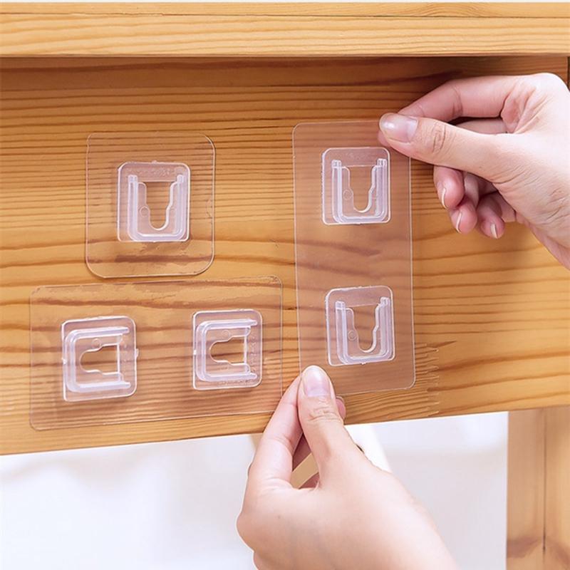 Lot De 5 Crochets Adhésifs De Porte Plastique Noir Et Transparent - Neuf
