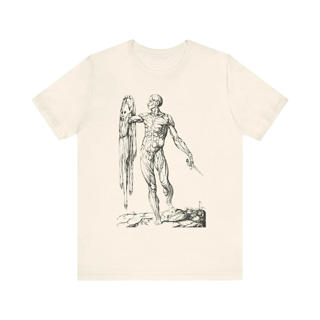 Skinless Unisex Artwork By Andreas Vesalius Horror Retro Tshirt Horror Shirt Medical Eerie Anatomical Shortsleeved Tshirt