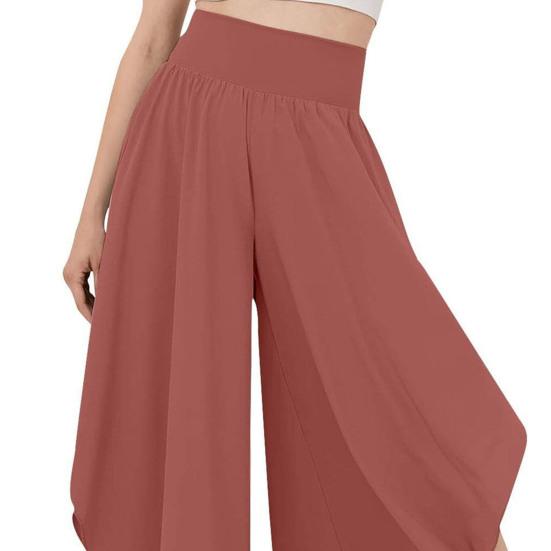 Pantaloni Culotte da Donna Vita Alta Elastica Orlo Irregolare Lunghezza alla Caviglia Colore Unito Cavallo Profondo Morbidi Traspiranti Pantaloni Femminili