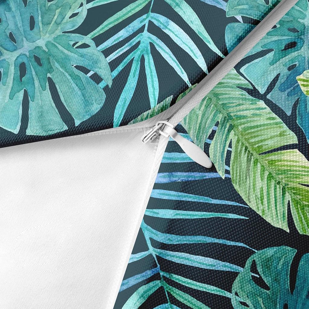 Greenery Tropical Plants Outdoor Waterproof Throw Pillow Covers 18 x 18 Inch Set of 2, Palm Leaf Pillowcase Square Cushion Case, Farmhouse Garden