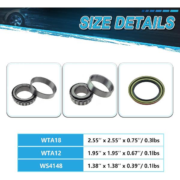 6 szt. Zestaw uszczelniający łożyska piasty koła przedniego Zamiennik dla Ford F150 1997-2003 / F250 1997-1999 / F150 Heritage 2004 / Expedition 1997-2002 / WTA18